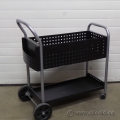 Black Metal Rolling Mail File Cart